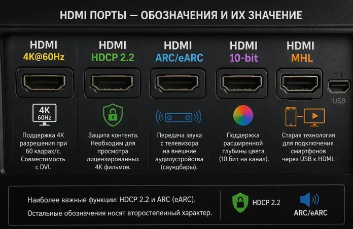 Обозначения портов HDMI
